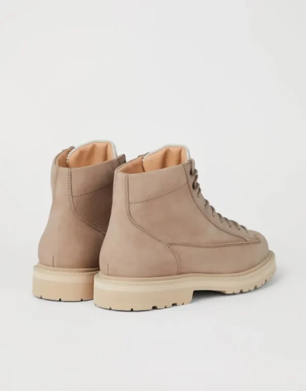 Brunello Cucinelli Urban Outdoor-Boots aus Nubukleder mit Besatz aus Cordsamt | Herren Boots