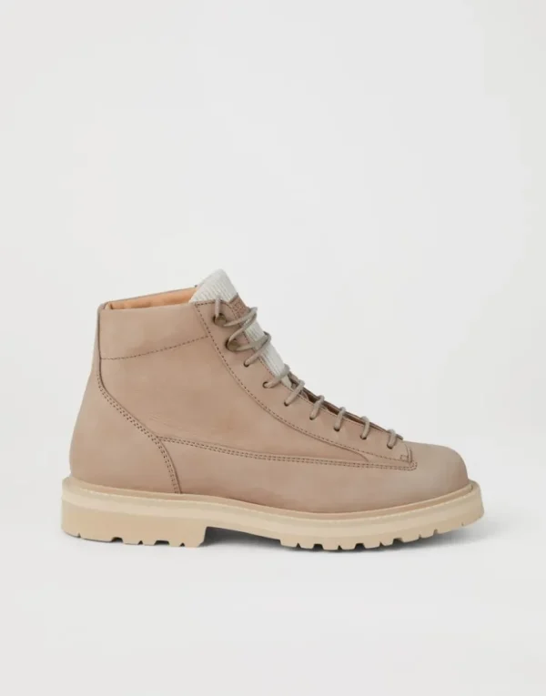 Brunello Cucinelli Urban Outdoor-Boots aus Nubukleder mit Besatz aus Cordsamt | Herren Boots