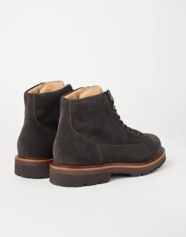 Brunello Cucinelli Urban Outdoor-Boots aus Veloursleder mit Besatz aus Cordsamt | Herren Boots