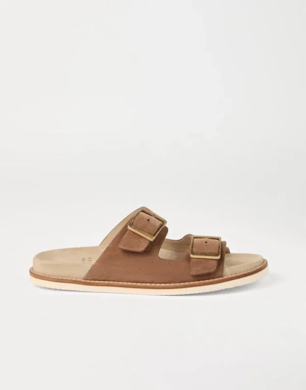 Brunello Cucinelli Urban-Pantoletten aus gewaschenem Veloursleder | Herren Pantoletten & Flipflops