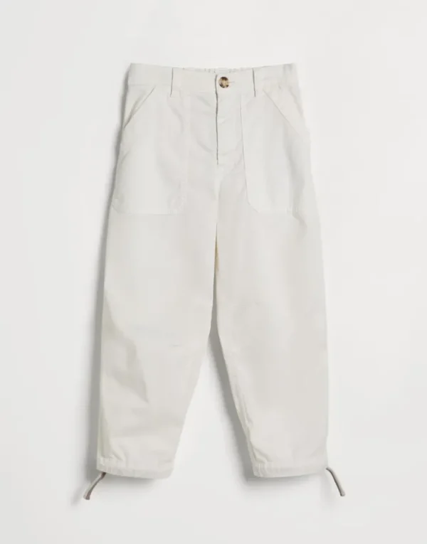 Brunello Cucinelli Utility-Hose aus stückgefärbtem American Pima Comfort-Baumwollgabardine | Kinder Hosen