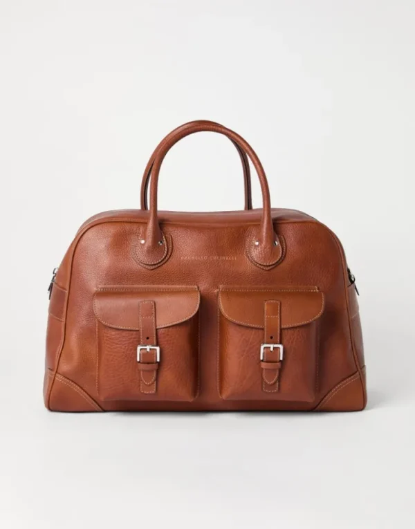 Brunello Cucinelli Weekender aus genarbtem Kalbsleder | Herren Taschen