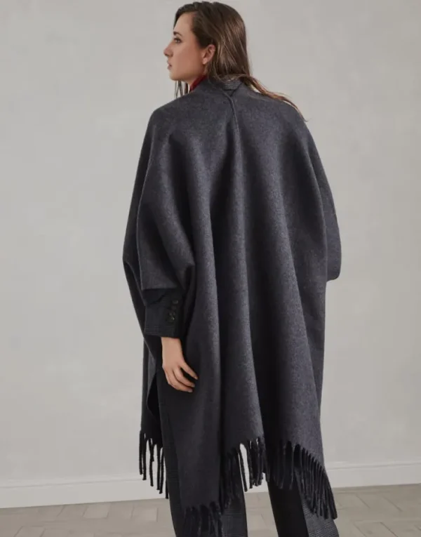 Brunello Cucinelli Wendbarer Poncho aus doppeltem Strick in Wolle und Kaschmir | Damen Strickwaren