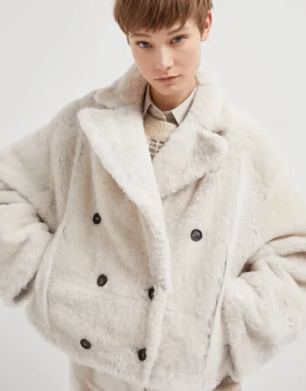 Brunello Cucinelli Wendejacke aus Fuzzy Shearling mit Monili | Damen Mäntel & Jacken