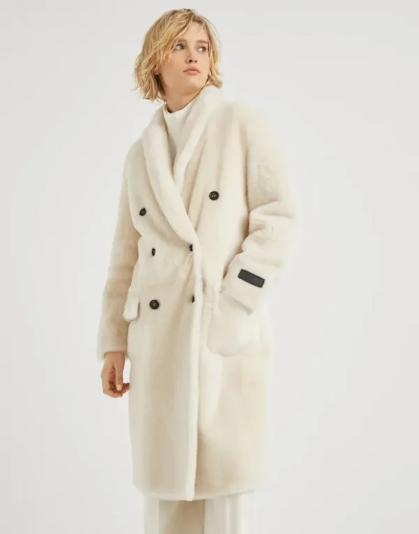 Brunello Cucinelli Wendemantel aus Shearling mit „Precious Patch“ | Damen Mäntel & Jacken