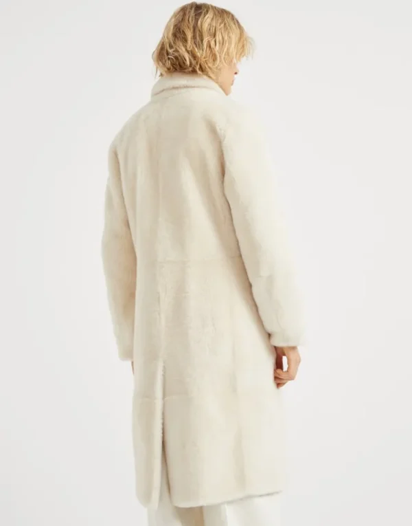 Brunello Cucinelli Wendemantel aus Shearling mit „Precious Patch“ | Damen Mäntel & Jacken