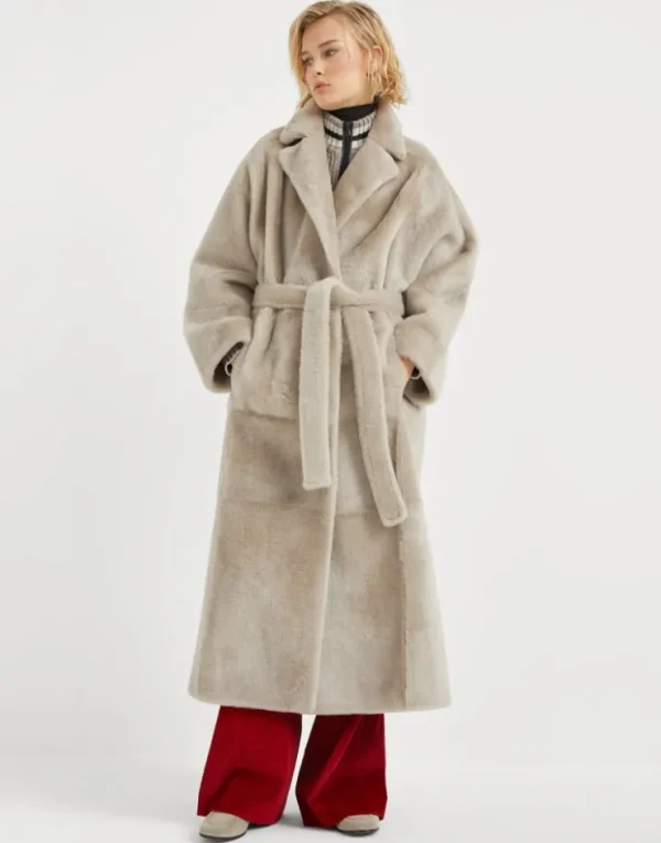 Brunello Cucinelli Wendemantel in Shearling mit Shiny Detail | Damen Mäntel & Jacken