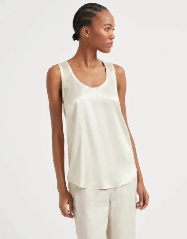 Brunello Cucinelli Wende-Top aus Seidensatin mit Stretch | Damen T-shirts & Tops