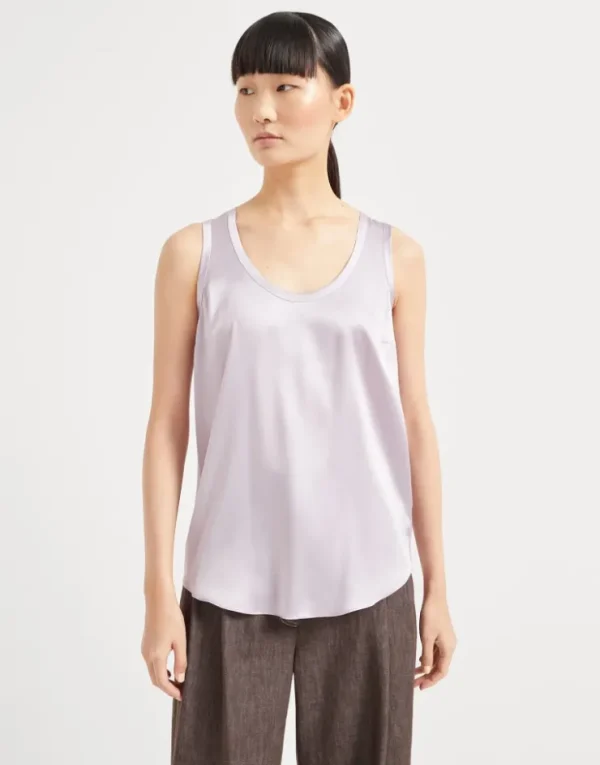 Brunello Cucinelli Wende-Top aus Seidensatin mit Stretch | Damen T-shirts & Tops