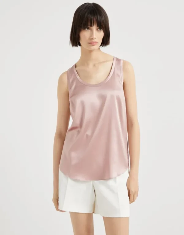 Brunello Cucinelli Wende-Top aus Seidensatin mit Stretch | Damen T-shirts & Tops