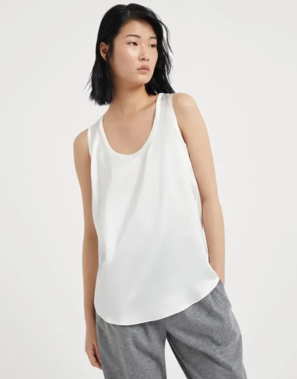 Brunello Cucinelli Wende-Top aus Seidensatin mit Stretch | Damen T-shirts & Tops