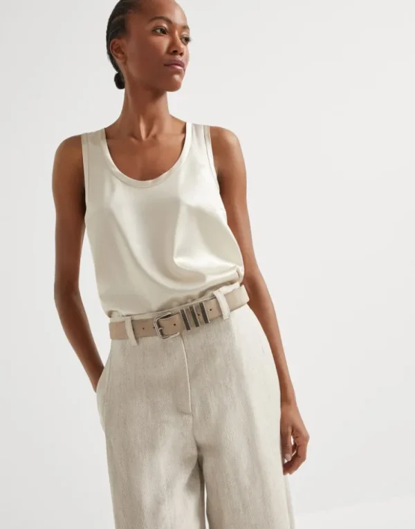 Brunello Cucinelli Wende-Top aus Seidensatin mit Stretch | Damen T-shirts & Tops