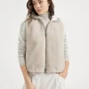 Brunello Cucinelli Wendeweste aus Kaschmir-Shearling mit Kapuze und „Precious Trim“ | Damen Mäntel & Jacken