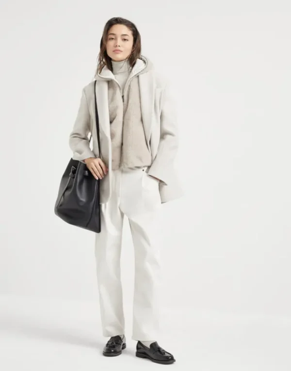 Brunello Cucinelli Wendeweste aus Kaschmir-Shearling mit Kapuze und „Precious Trim“ | Damen Mäntel & Jacken