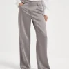 Brunello Cucinelli Wide Five-Pocket-Midirock aus Cady-Satin mit Shiny Bartack | Damen Hosen