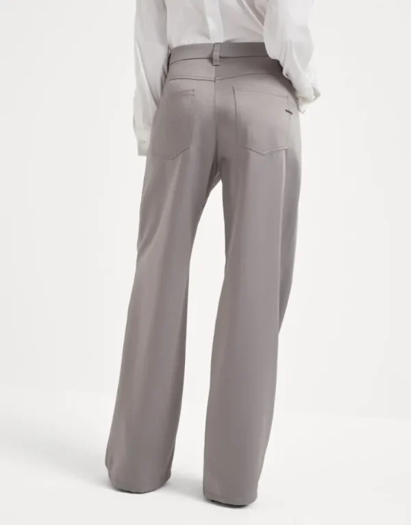 Brunello Cucinelli Wide Five-Pocket-Midirock aus Cady-Satin mit Shiny Bartack | Damen Hosen