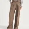 Brunello Cucinelli Wide Sartorial-Hose aus Fluid-Twill in Viskose und Leinen | Damen Hosen