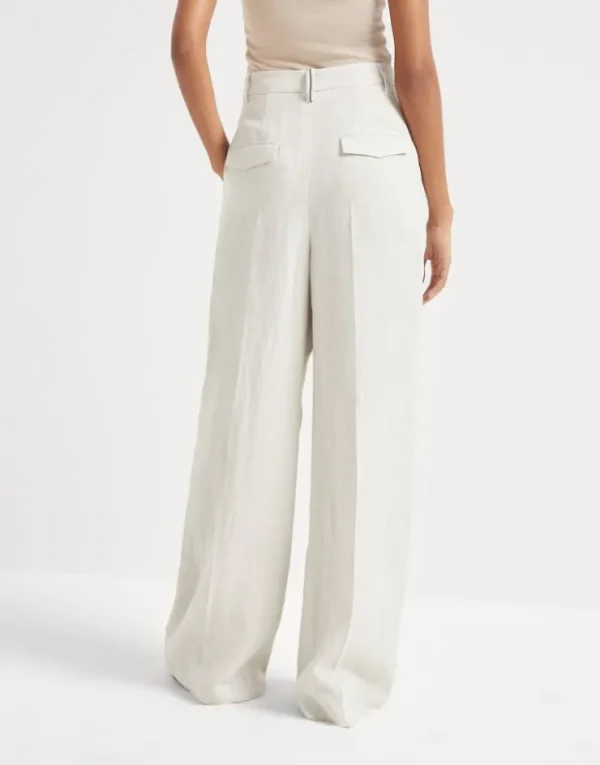 Brunello Cucinelli Wide-Hose aus Sparkling-Leinencanvas mit Monili | Damen Hosen