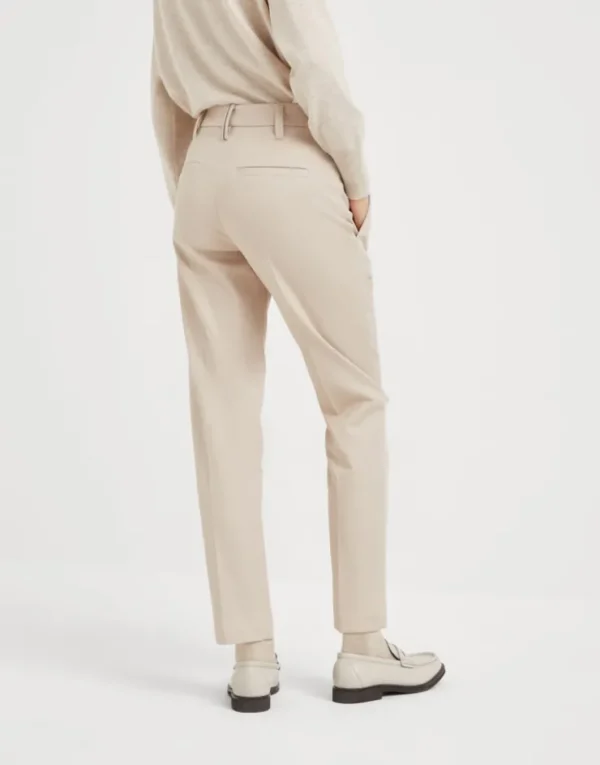 Brunello Cucinelli Zigarettenhose aus Baumwollcover mit Stretch mit Monili | Damen Hosen